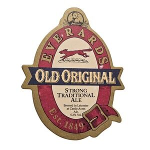 Everards Old Original Ale Beer Label Leicester Castle Acres Est 1849‎ Bar